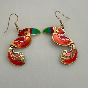 Toucan Enamel Earrings